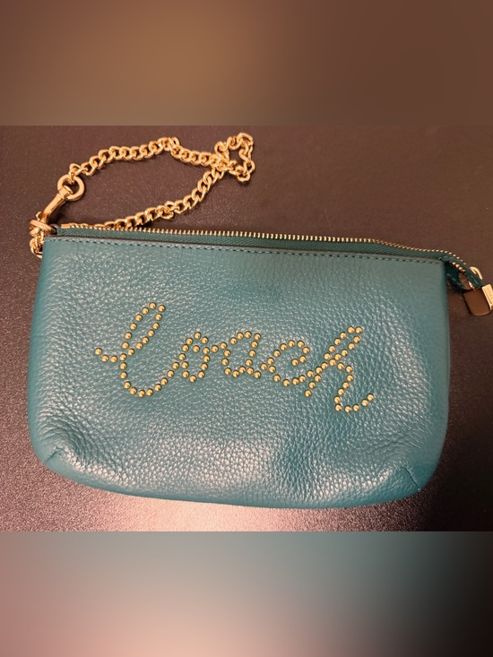 Coach Handbags - Teal Leather Chain Crossbody Bag